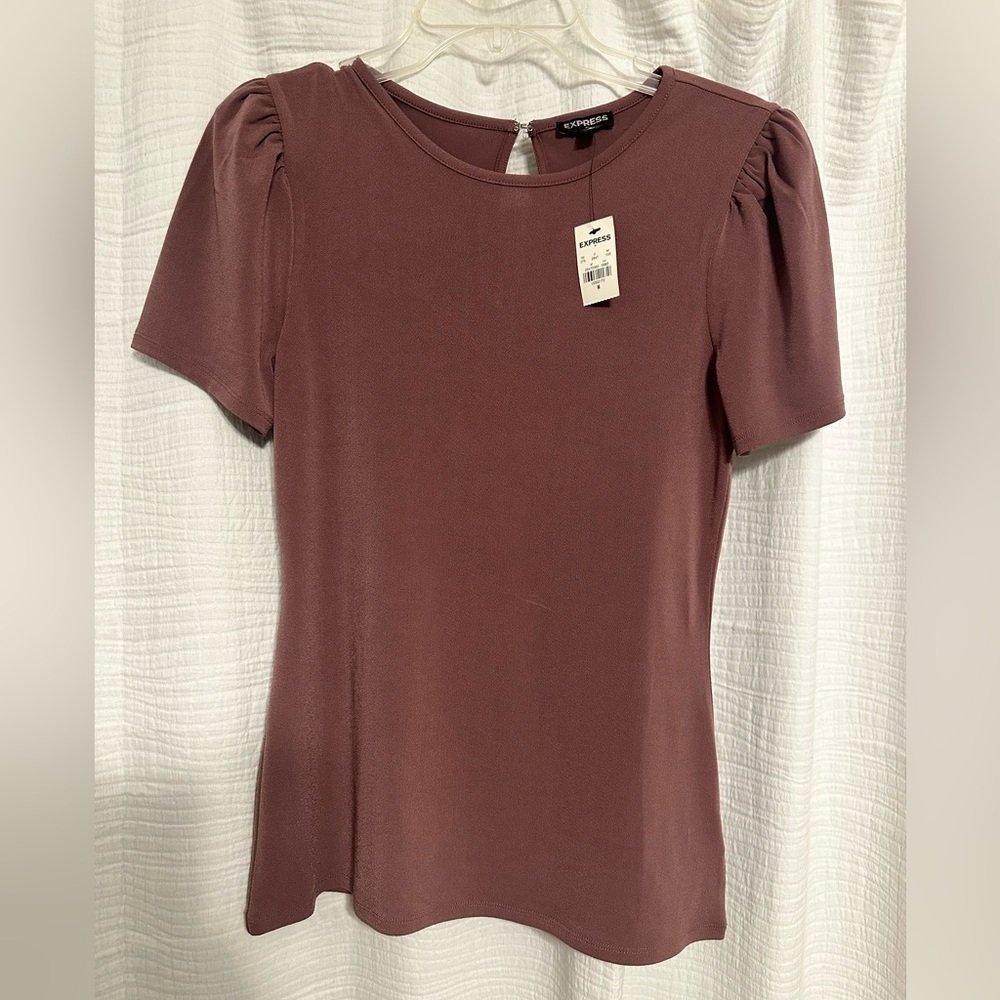 Express Dusty Rose Puff Sleeve Blouse
